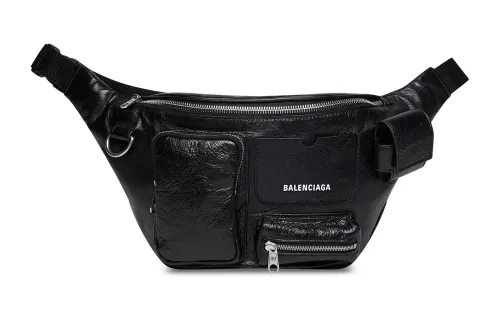 Balenciaga Superbusy Fine Grained Sheepskin Fanny Pack Men's Black