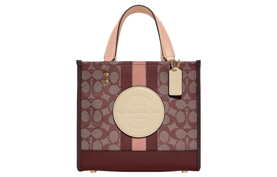 COACH Dempsey Fabric With Cow Leather Tote Bag, Shopping Bag, Shoulder Bag, Crossbody Bag, Handbag Small Women's