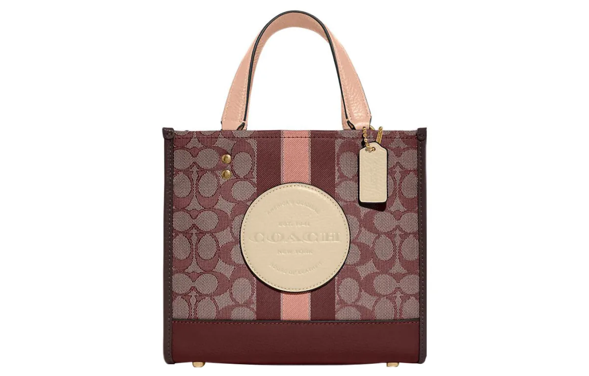 COACH Dempsey Fabric With Cow Leather Tote Bag, Shopping Bag, Shoulder Bag, Crossbody Bag, Handbag Small Women's