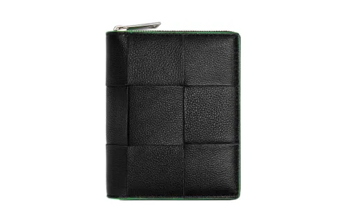 Bottega Veneta Calfskin With Lambskin Wallet Men's Black