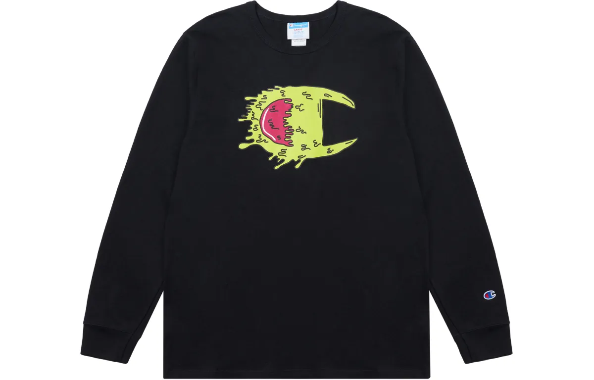 Champion T-Shirts Unisex Black Crew Neck Moderate Straight Fit