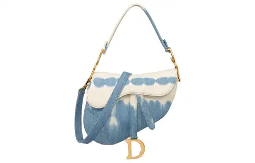 DIOR Denim Tie Dye Saddle Bag, Shoulder Bag, Crossbody Bag, Handbag Women's Blue