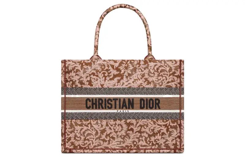DIOR BookTote Embroidery Tote Bag, Shopping Bag, Handbag Medium Women's Pink