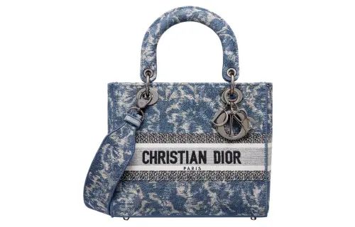 DIOR Lady D Lite Embroidery Handbag Tote Bag, Shopping Bag, Handbag Medium Women's Blue