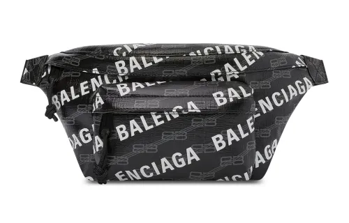 Balenciaga BB MONOGRAM Coated Canvas Fanny Pack Medium Men's Black