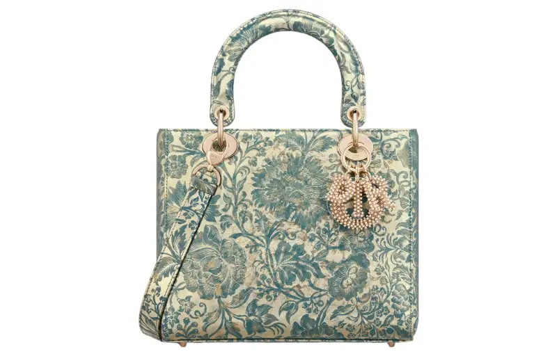 DIOR Lady D Lite Sheepskin Handbag Tote Bag, Shopping Bag, Handbag Medium Women's Blue