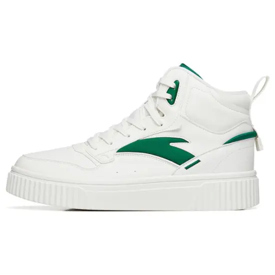 ANTA Skateboard Shoes Men High-Top Ivory White/Green Pine