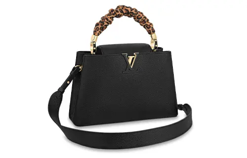 LOUIS VUITTON Capucines Taurillon Leather With Twill Fabric Trim Kapsyn Shoulder Bag, Crossbody Bag, Handbag Medium