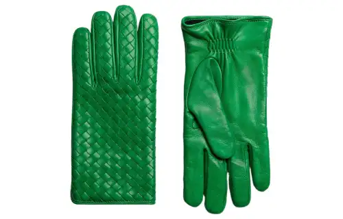 Bottega Veneta Woven Sheepskin Gloves Men's Green