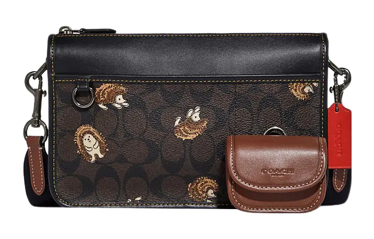 COACH Heritage With Cow Leather Combo Bag, Shoulder Bag, Crossbody Bag Medium Men's Brown