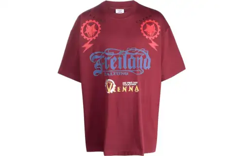Vetements T Shirts Unisex Red Crew Neck Moderate Straight Fit
