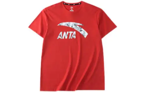 ANTA T Shirts Men's Classic Red Crew Neck Moderate Straight Fit