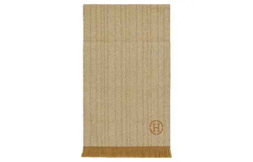 HERMES Knit Scarves Men's Floral Yellow/Natural