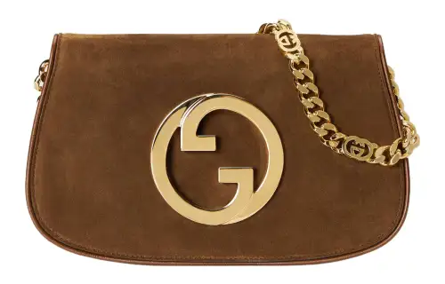 GUCCI Blondie Suede Leather Portable Crossbody Bag, Shoulder Bag Women's Dark Brown