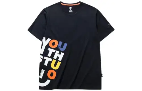 ANTA Life Collection T Shirts Men's Black Crew Neck Moderate Straight Fit