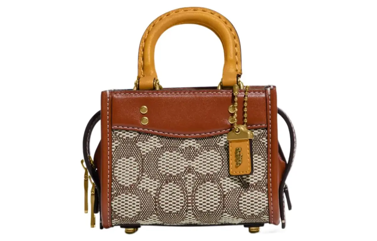 COACH Rogue Jacquard Fabric With Leather Handbag Mini Women's Brown