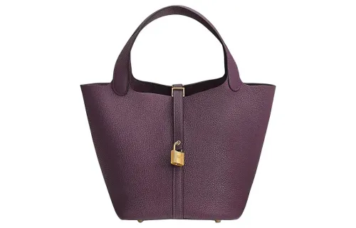 HERMES Picotin Lock Clemence Bullock Leather Basket Bag, Bucket Bag, Handbag 22 Women's