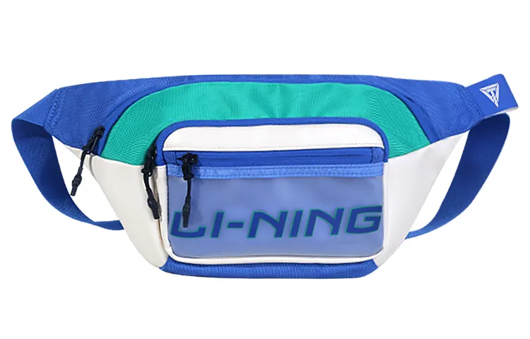 Li Ning Fabric Polyurethane Sling Bag, Fanny Pack Regular Unisex White Blue