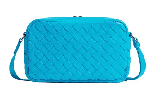 Bottega Veneta Sheepskin Camera Bag, Shoulder Bag Small Men's Blue