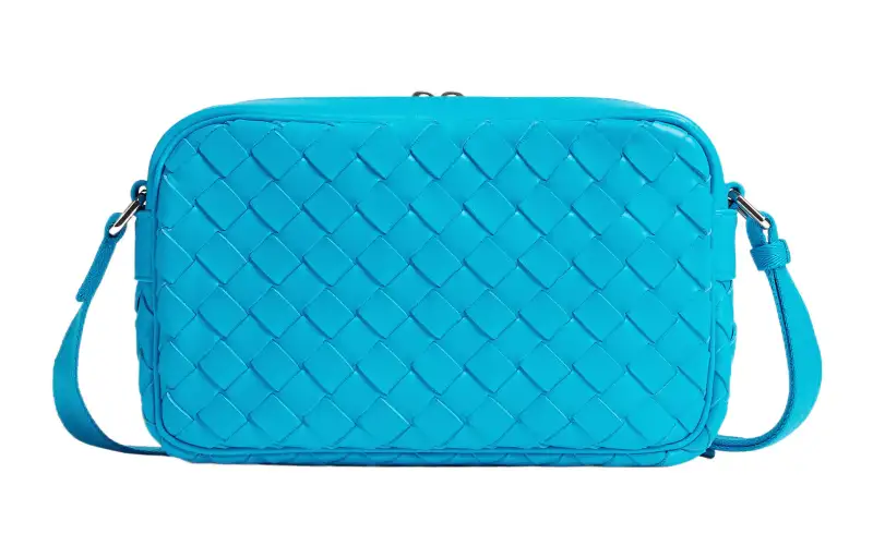 Bottega Veneta Sheepskin Camera Bag, Shoulder Bag Small Men's Blue