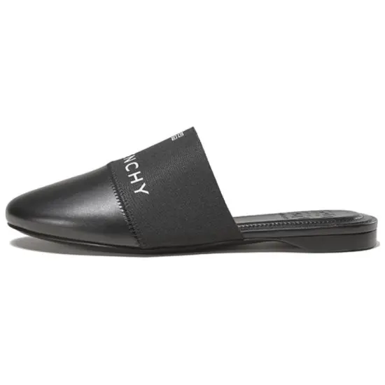 GIVENCHY Leather Patchwork Wrap toe Slippers Women's Black