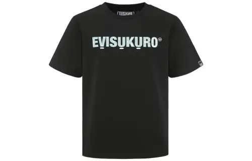 EVISU T Shirts Men's Black Crew Neck Moderate Straight Fit
