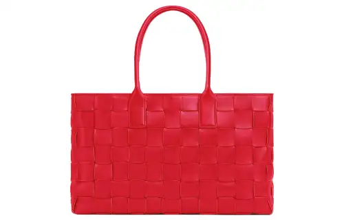Bottega Veneta Cabat Lambskin Tote Bag, Shopping Bag, Handbag Large Women's Red