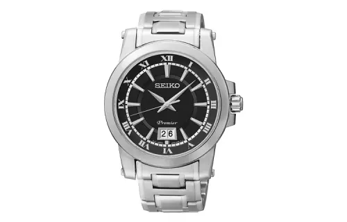 SEIKO Premier Quartz Movement Watch 44.2 Men's Watches Black Dial
