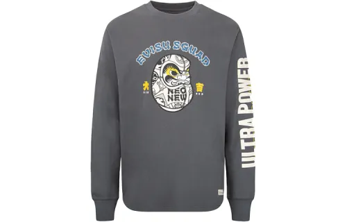 EVISU T Shirts Men's Dark Gray Crew Neck Moderate Straight Fit