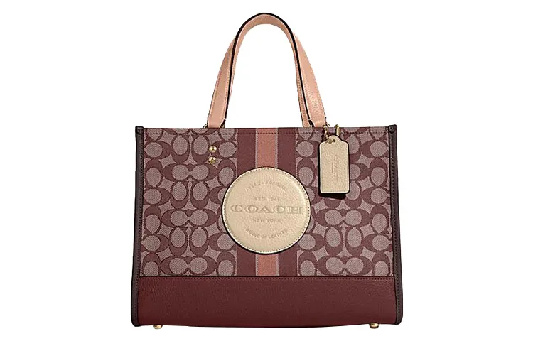 COACH Dempsey Fabric With Cow Leather Tote Bag, Shopping Bag, Shoulder Bag, Crossbody Bag, Handbag Large Women's