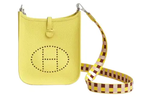 HERMES Evelyne Clemence Bullock Leather Crossbody Bag, Shoulder Bag 16 Women's Lemon