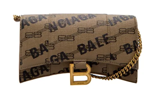 Balenciaga Polyurethane Hourglass Bag Wallet Women's Beige