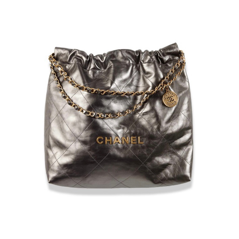 CHANEL 22Bag Cow Leather Crossbody Bag, Shoulder Bag Small Women's Metallic