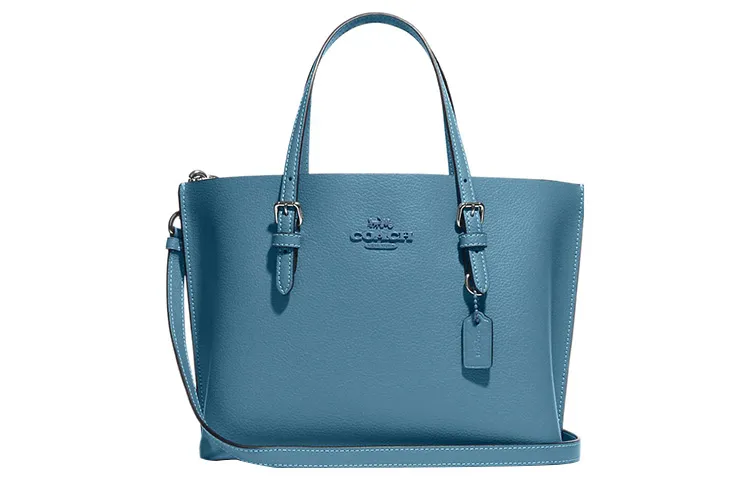 COACH Mollie Cow Leather Tote Bag, Shopping Bag, Shoulder Bag, Crossbody Bag, Handbag 25 Women's Pacific Blue