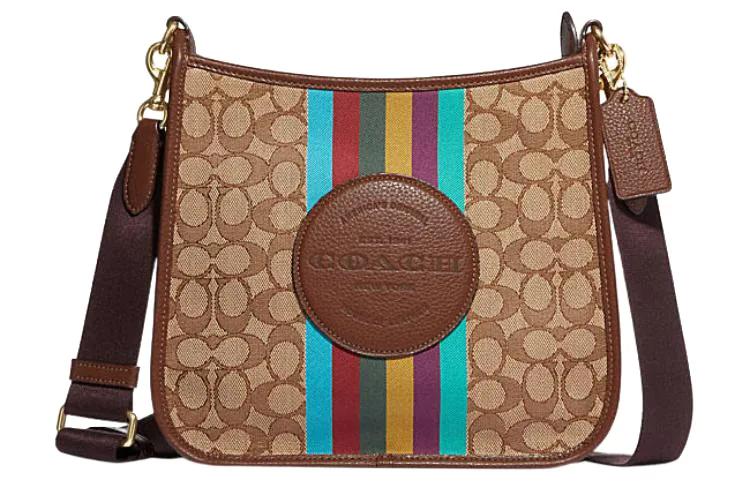 COACH Dempsey Fabric With Cow Leather Crossbody Bags Women's Khaki & Monogram