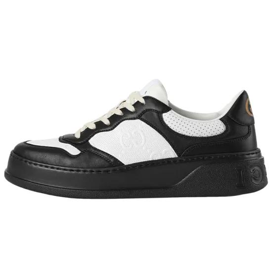 GUCCI Gg Embossed White Black Leather
