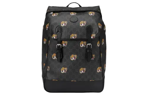 GUCCI Canvas With Leather Backpack Medium Men's Black