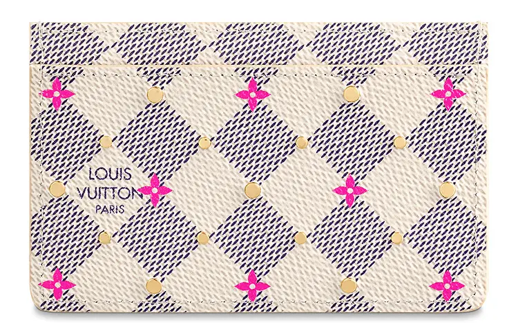 LOUIS VUITTON Coated Canvas Card Holder Women's Beige