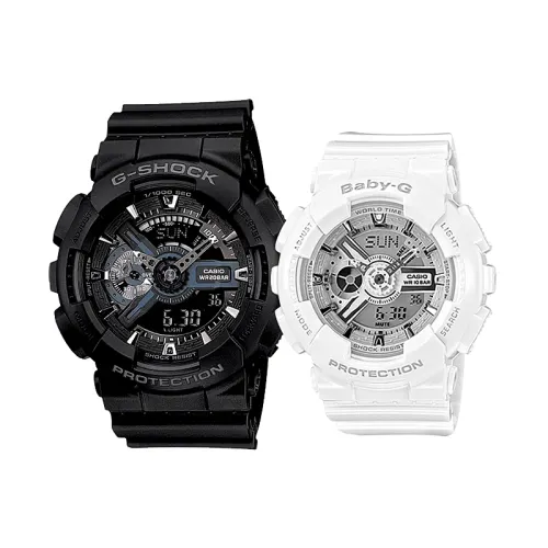 CASIO GA&BA Quartz Movement Resin Strap Watch Unisex Silver Dial
