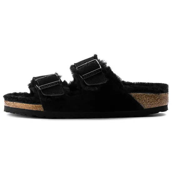 Birkenstock Arizona Shearling Slide Slippers Unisex Black