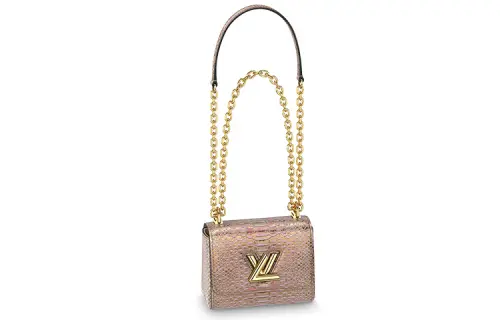 LOUIS VUITTON Twist Python Skin Crossbody Bag, Shoulder Bag Women's Rose Pink