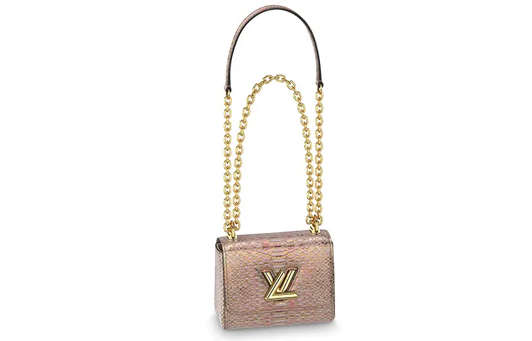 LOUIS VUITTON Twist Python Skin Crossbody Bag, Shoulder Bag Women's Rose Pink