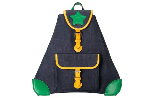 GUCCI Denim Backpack Regular Kids' Dark Blue \\ Yellow \\ Green