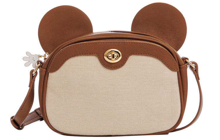 Disney Disney, cute Mickey Mouse, camera, polyurethane equipment bag, shoulder bag, brown one-shoulder bag