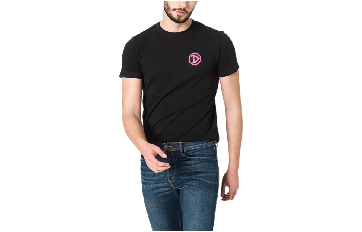 DIESEL T-Shirts Men's Black Crew Neck Moderate Straight Fit