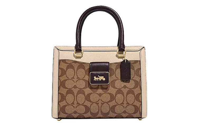 COACH Grace Coated Canvas Shoulder Bag, Crossbody Bag, Handbag Regular Women's Khaki