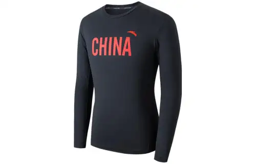 ANTA T Shirts Men's Black Crew Neck Moderate