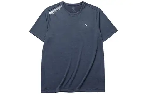 ANTA T Shirts Men's Dark Blue Crew Neck Moderate Straight Fit