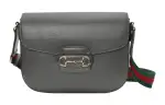GUCCI Horsebit 1955 Leather Messenger Bag, Crossbody Bag, Shoulder Bag Men's Gray