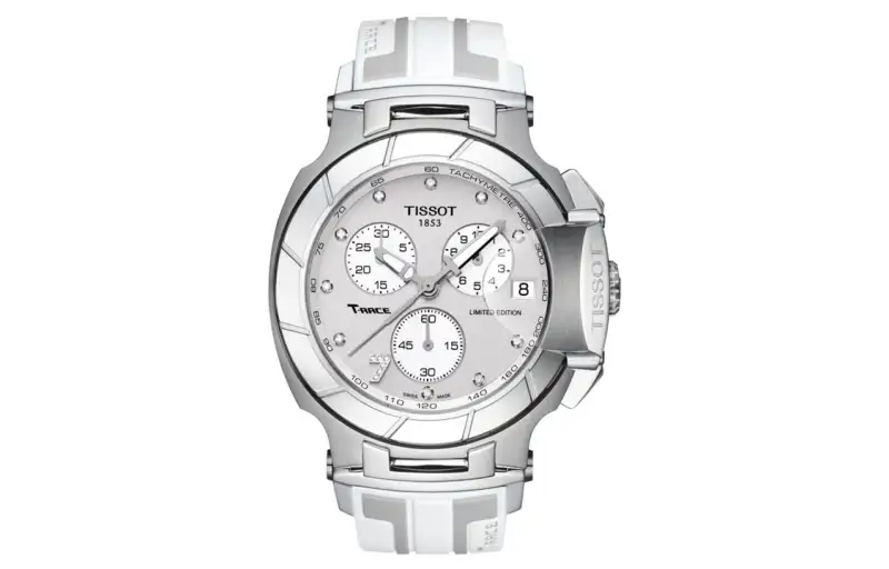 TISSOT Quartz Movement Men's Watch 50.26mm Silver Dial Stainless Steel Case Silicone Strap